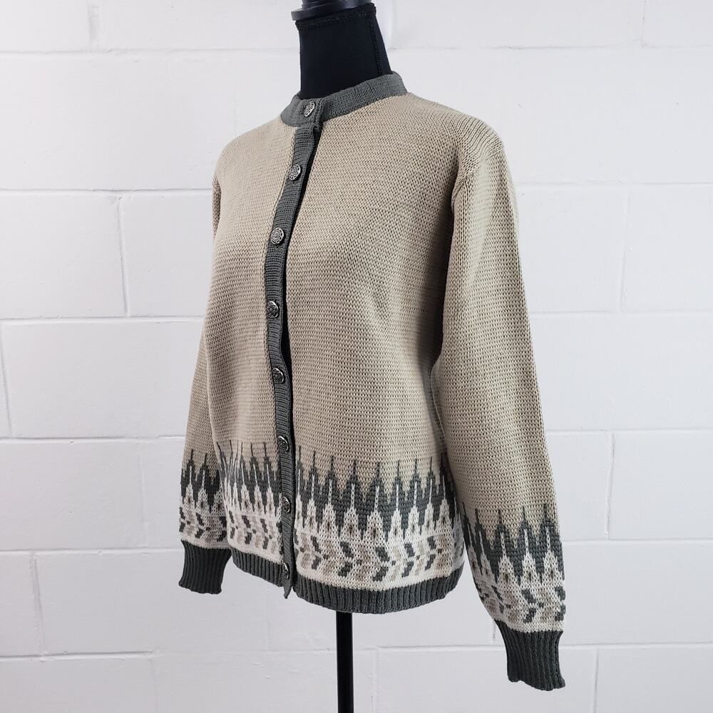 Vintage Jersild Cardigan Womens M/L Fair Isle Nordic Swiss 100% Virgin Wool